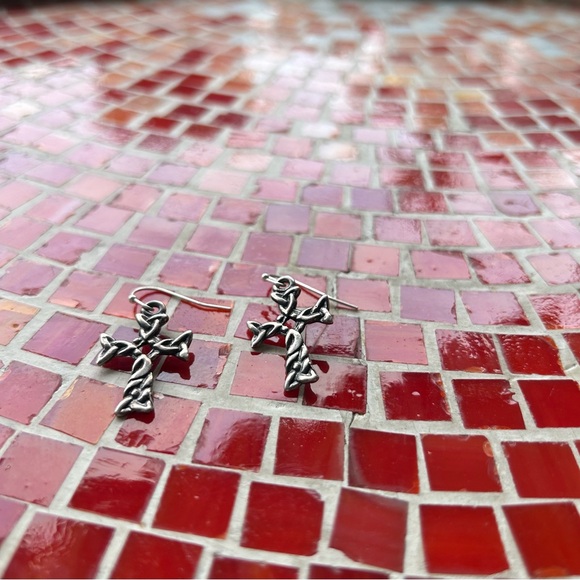 Sterling Silver Celtic Cross Earrings - Picture 8 of 10